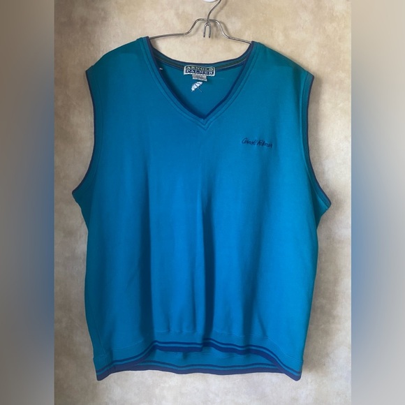 Arnold Palmer Sportswear VTG  Teal Navy Golf Sweater Vest & Limited Edition Card - Picture 1 of 8